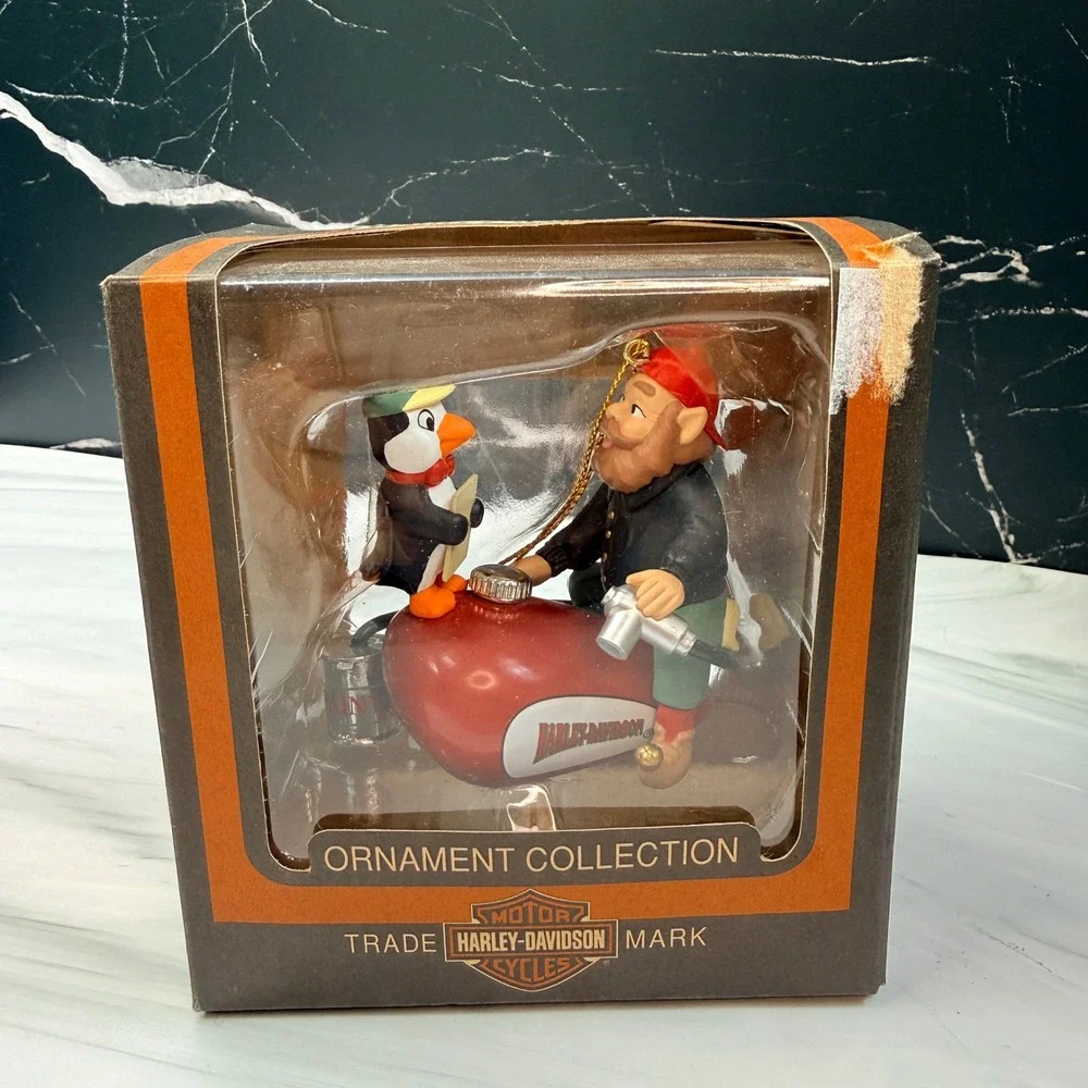 Harley-Davidson 2000 Elf and Penguin Gas Tank Christmas Ornament MA 099201